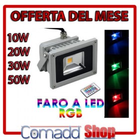 FARO FARETTO LED RGB 10W 20W 30W 50W  ALTA LUMINOSITA CON TELECOMANDO  
