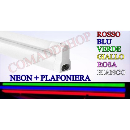 PLAFONIERA completa DI NEON LED colorato TUBO T8 60-120-150 CM 220V SOFFITTO